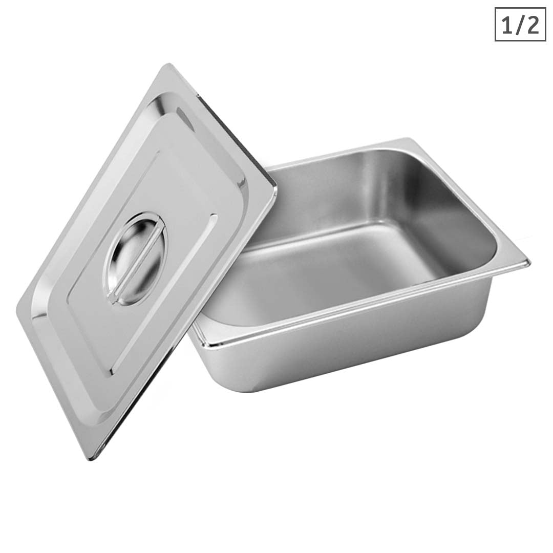 Premium Gastronorm GN Pan Full Size 1/2 GN Pan 10cm Deep Stainless Steel Tray With Lid - image1