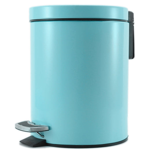 Premium 7L Modern Foot Pedal Trash Bin Waste Kitchen Bathroom Stainless Steel Round Blue - image1