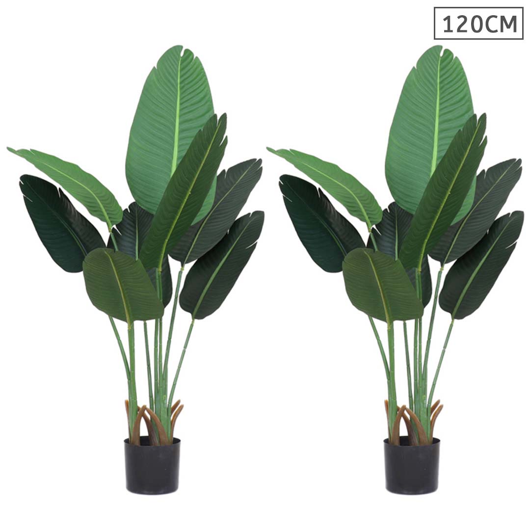 Premium 2X 120cm Artificial Green Indoor Traveler Banana Fake Decoration Tree Flower Pot Plant - image1