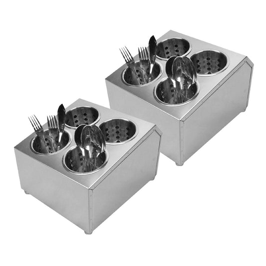Premium 2X 18/10 Stainless Steel Commercial Conical Utensils Square Cutlery Holder with 4 Holes - image1