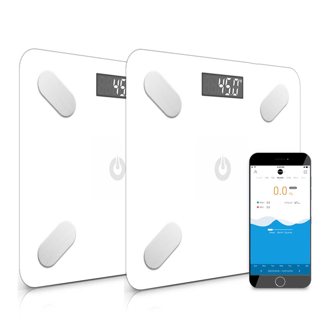 Premium 2X Wireless Bluetooth Digital Body Fat Scale Bathroom Weighing Scales Health Analyzer Weight White - image1