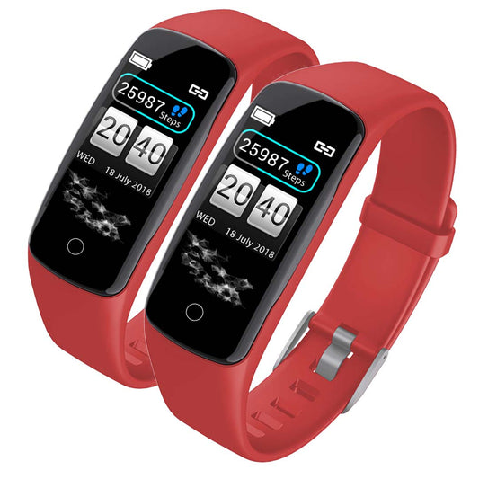 Premium 2x Sport Monitor Wrist Touch Fitness Tracker Smart Watch Red - image1