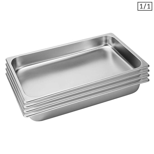 Premium 4X Gastronorm GN Pan Full Size 1/1 GN Pan 6.5cm Deep Stainless Steel Tray - image1