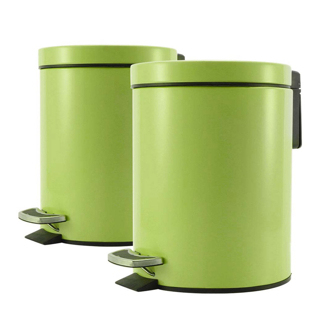 Premium 2X Foot Pedal Stainless Steel Rubbish Recycling Garbage Waste Trash Bin Round 12L Green - image1