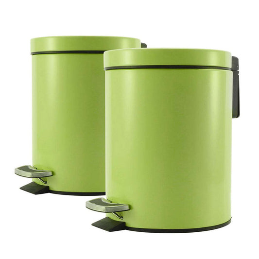 Premium 2X Foot Pedal Stainless Steel Rubbish Recycling Garbage Waste Trash Bin Round 12L Green - image1