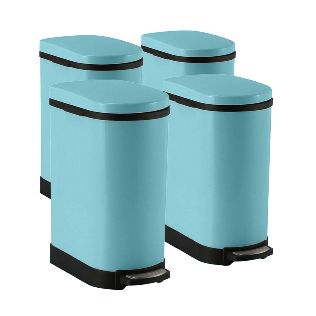 Premium 4X Foot Pedal Stainless Steel Rubbish Recycling Garbage Waste Trash Bin U Blue 10L - image1