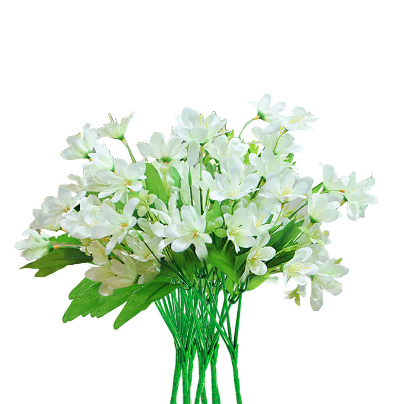 Premium 10 Bunch Artificial Silk Lilium nanum 6 Heads Flower Fake Bridal Bouquet Table Decor White - image1