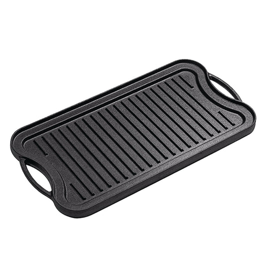 Premium 50.8cm Cast Iron Ridged Griddle Hot Plate Grill Pan BBQ Stovetop - image1