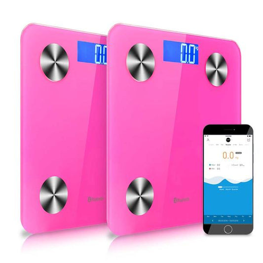Premium 2X Wireless Bluetooth Digital Body Fat Scale Bathroom Health Analyser Weight Pink - image1