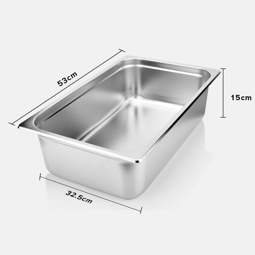 Premium 2X Gastronorm GN Pan Full Size 1/1 GN Pan 15cm Deep Stainless Steel Tray - image2