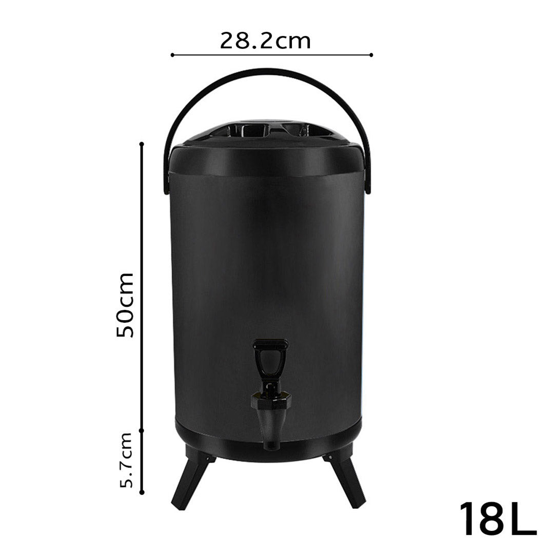 4X 18L Stainless Steel Insulated Milk Tea Barrel Hot and Cold Beverage Dispenser Container with Faucet Black - image2