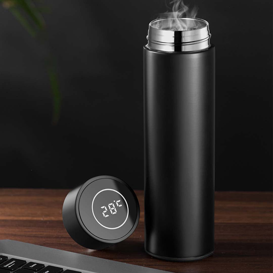 Premium 500ML Stainless Steel Smart LCD Thermometer Display Bottle Vacuum Flask Thermos White - image2