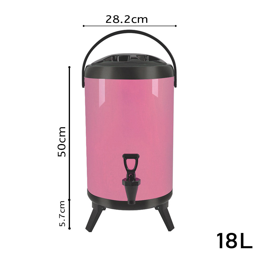 Premium 2X 18L Stainless Steel Insulated Milk Tea Barrel Hot and Cold Beverage Dispenser Container with Faucet Pink - image2