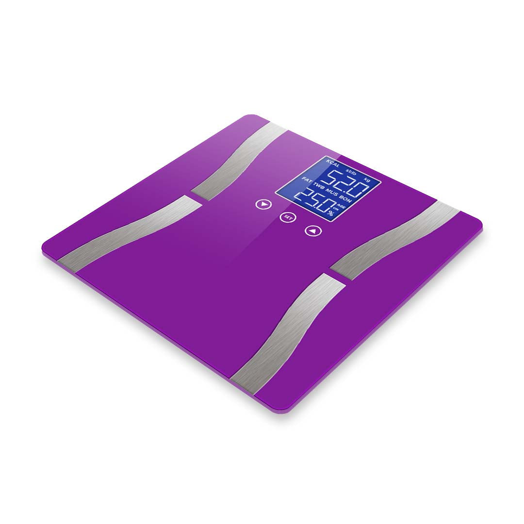 Premium Glass LCD Digital Body Fat Scale Bathroom Electronic Gym Water Weighing Scales Purple - image2