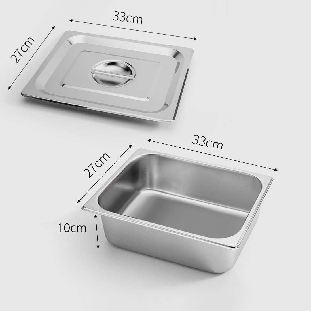 Premium 6X Gastronorm GN Pan Full Size 1/2 GN Pan 10cm Deep Stainless Steel Tray With Lid - image2