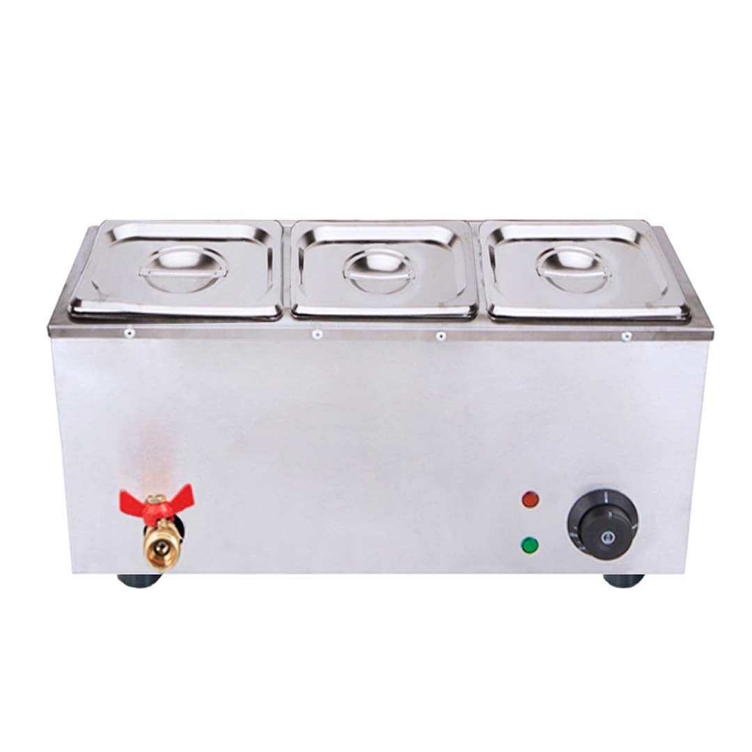Premium 2X Stainless Steel 3 X 1/2 GN Pan Electric Bain-Marie Food Warmer with Lid - image2