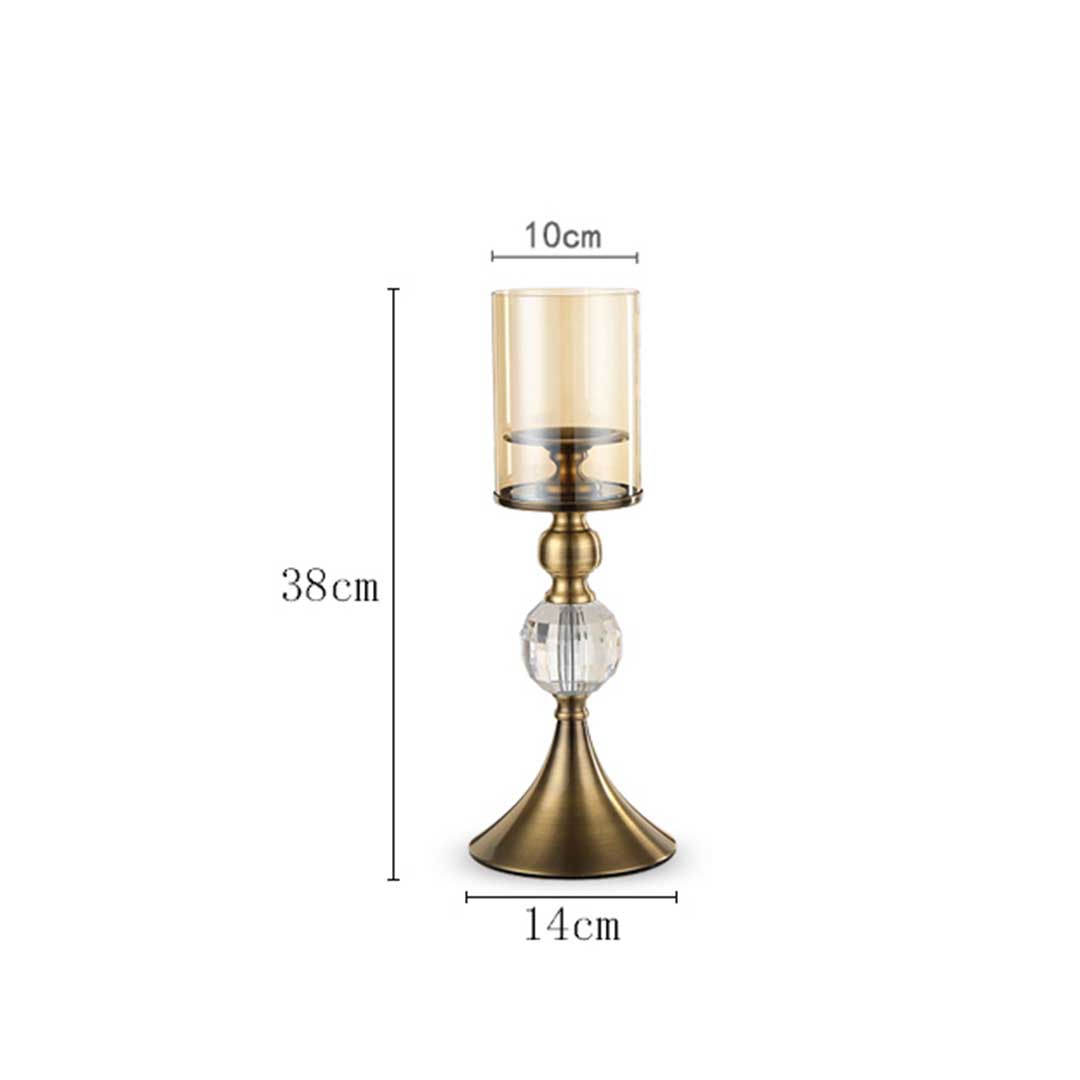 Premium 2X 38cm Glass Candle Holder Candle Stand Glass/Metal - image2