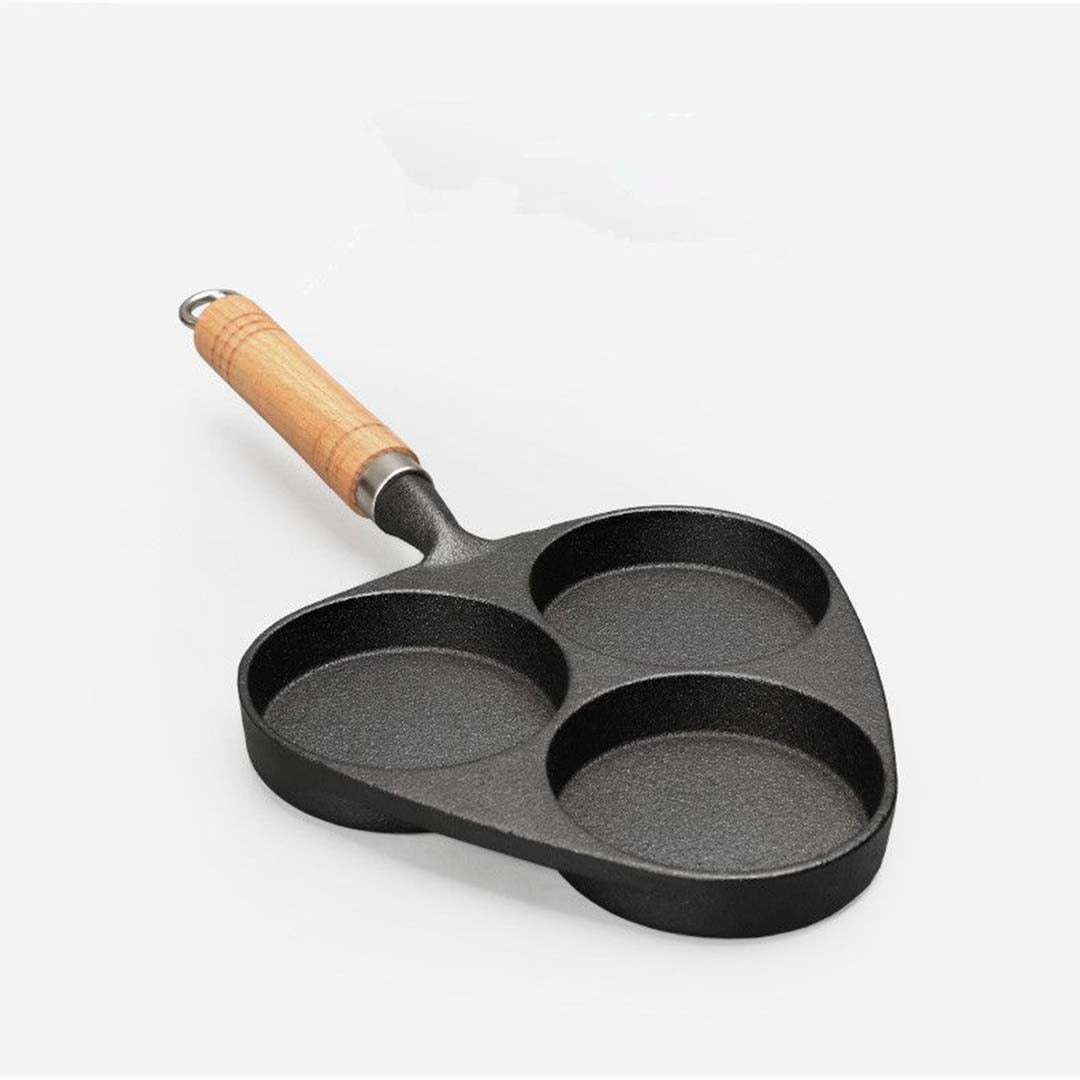 Premium 3 Mold Cast Iron Breakfast Fried Egg Pancake Omelette Fry Pan - image2