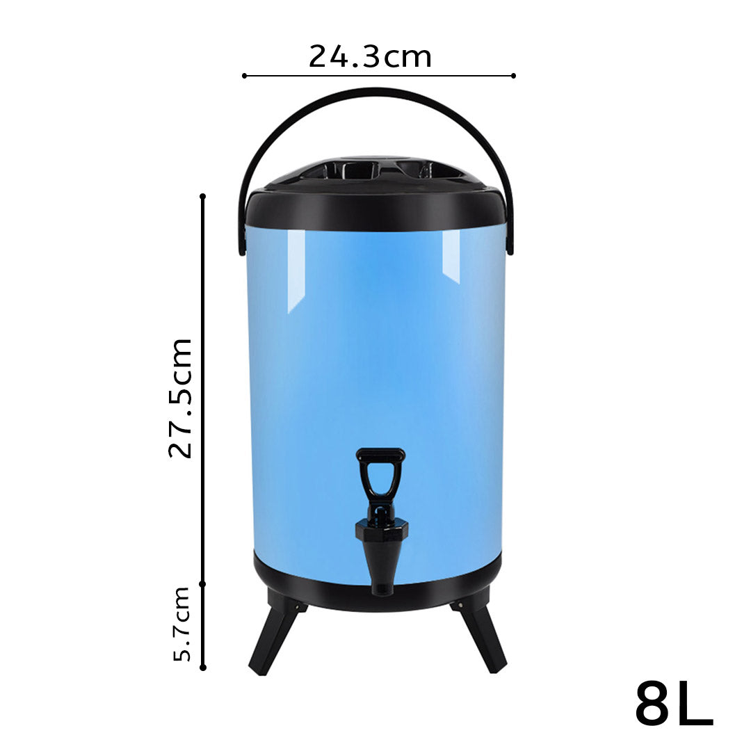 Premium 8L Stainless Steel Insulated Milk Tea Barrel Hot and Cold Beverage Dispenser Container with Faucet Blue - image2