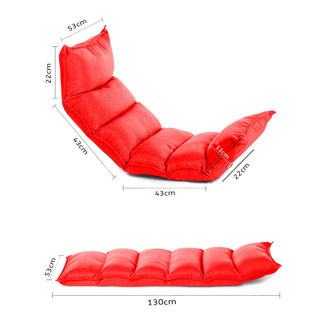 Premium 2X Foldable Tatami Floor Sofa Bed Meditation Lounge Chair Recliner Lazy Couch Red - image2