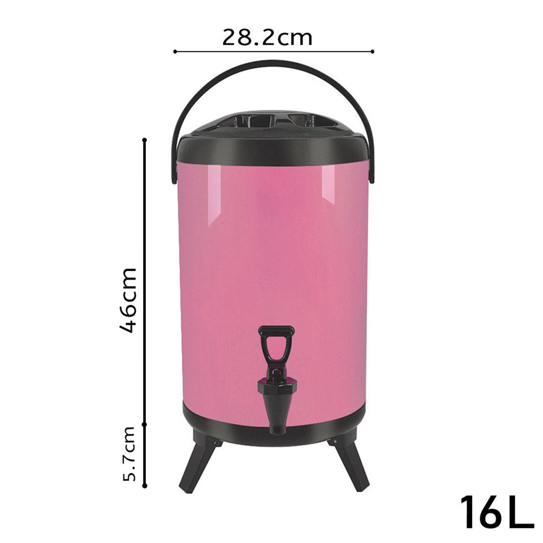 Premium 2X 16L Stainless Steel Insulated Milk Tea Barrel Hot and Cold Beverage Dispenser Container with Faucet Pink - image2