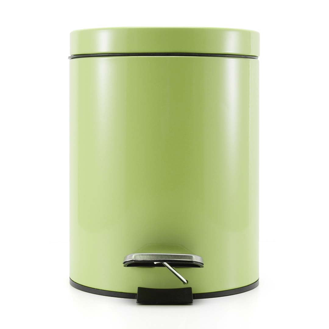 Premium Foot Pedal Stainless Steel Rubbish Recycling Garbage Waste Trash Bin Round 7L Green - image2