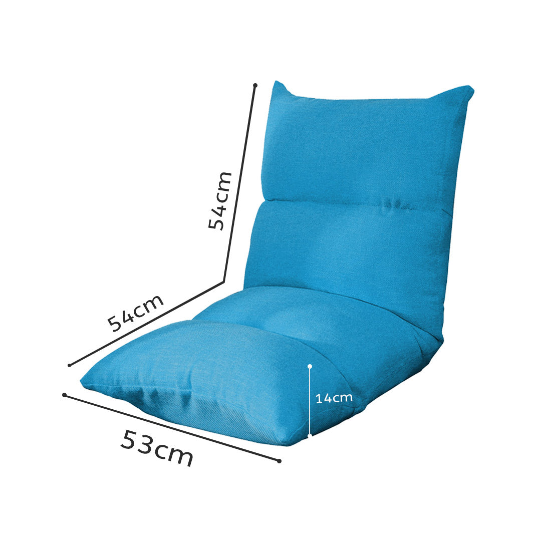 Premium Lounge Floor Recliner Adjustable Lazy Sofa Bed Folding Game Chair Blue - image2