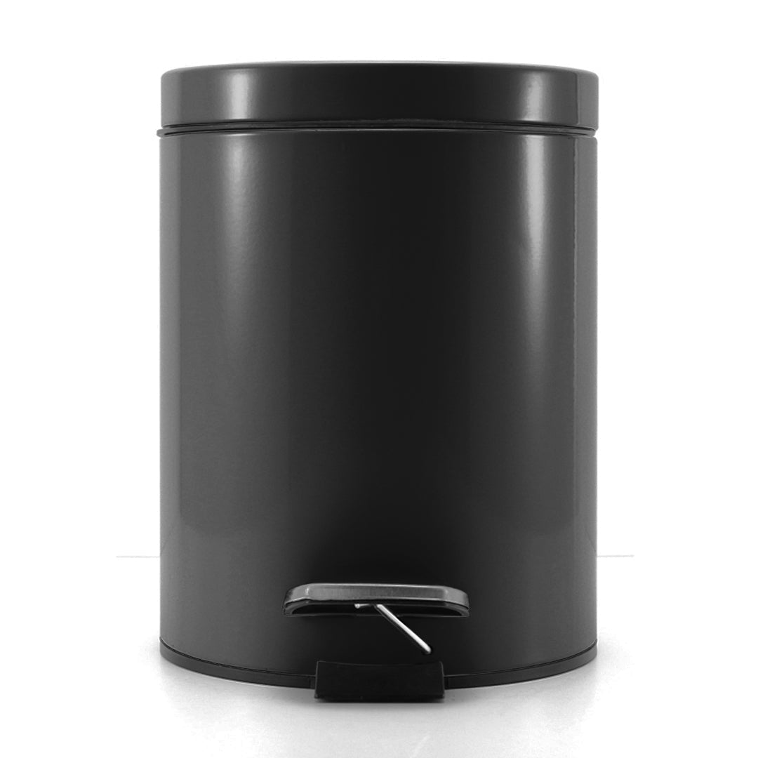 Premium Foot Pedal Stainless Steel Rubbish Recycling Garbage Waste Trash Bin Round 12L Black - image2