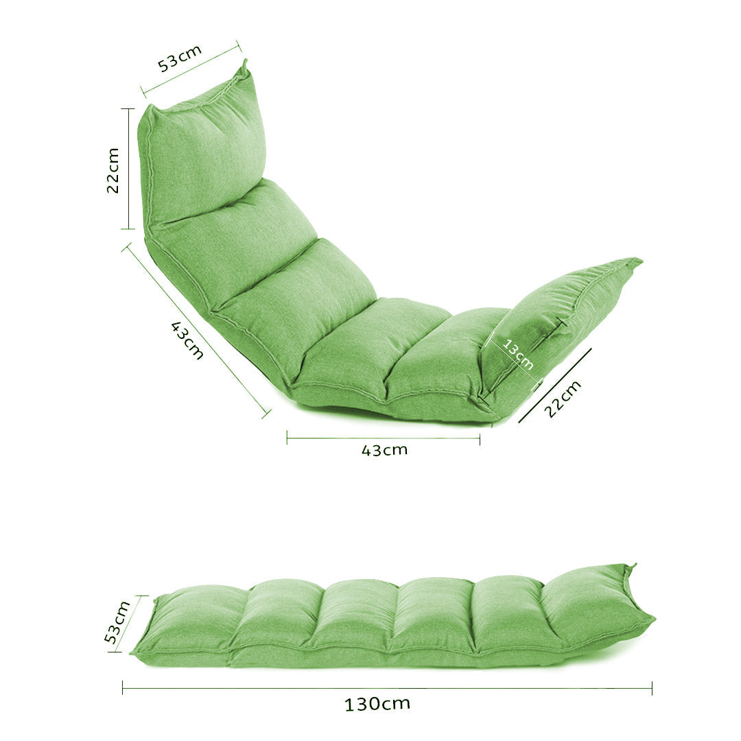 Premium 2X Foldable Tatami Floor Sofa Bed Meditation Lounge Chair Recliner Lazy Couch Green - image2