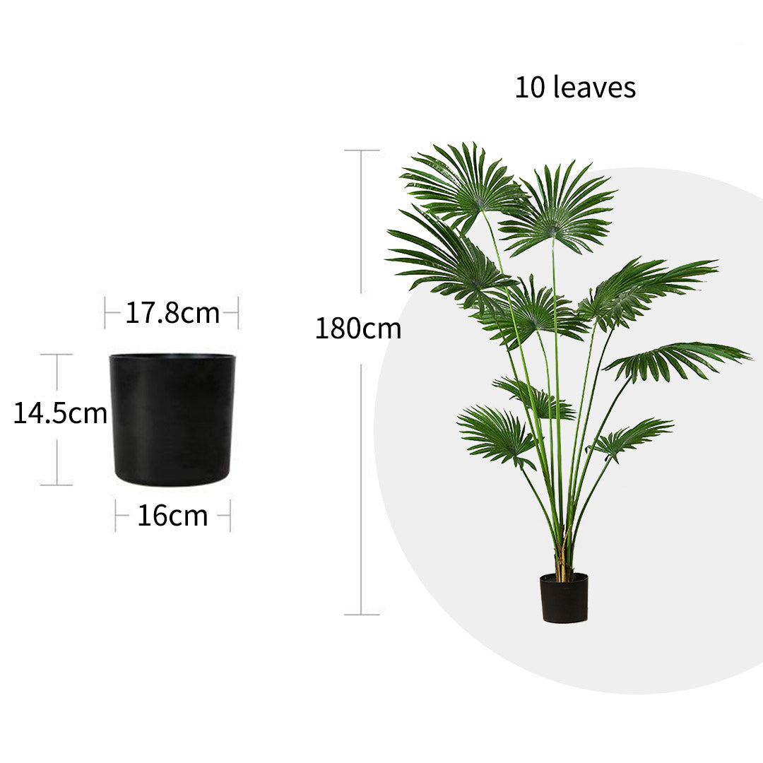 Premium 180cm Artificial Natural Green Fan Palm Tree Fake Tropical Indoor Plant Home Office Decor - image2