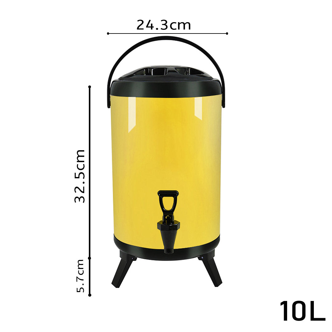 Premium 2X 10L Stainless Steel Insulated Milk Tea Barrel Hot and Cold Beverage Dispenser Container with Faucet Yellow - image2