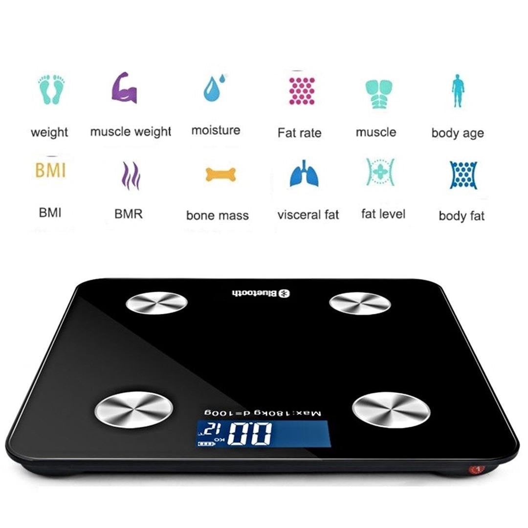 Premium Wireless Bluetooth Digital Body Fat Scale Bathroom Health Analyser Weight Black - image2
