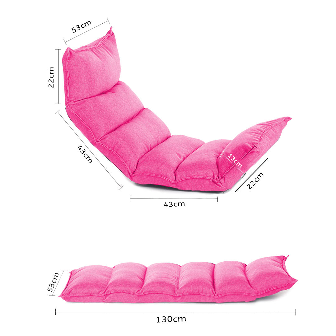 Premium 4X Foldable Tatami Floor Sofa Bed Meditation Lounge Chair Recliner Lazy Couch Pink - image2