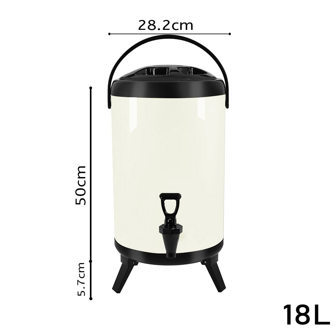 Premium 18L Stainless Steel Insulated Milk Tea Barrel Hot and Cold Beverage Dispenser Container with Faucet White - image2