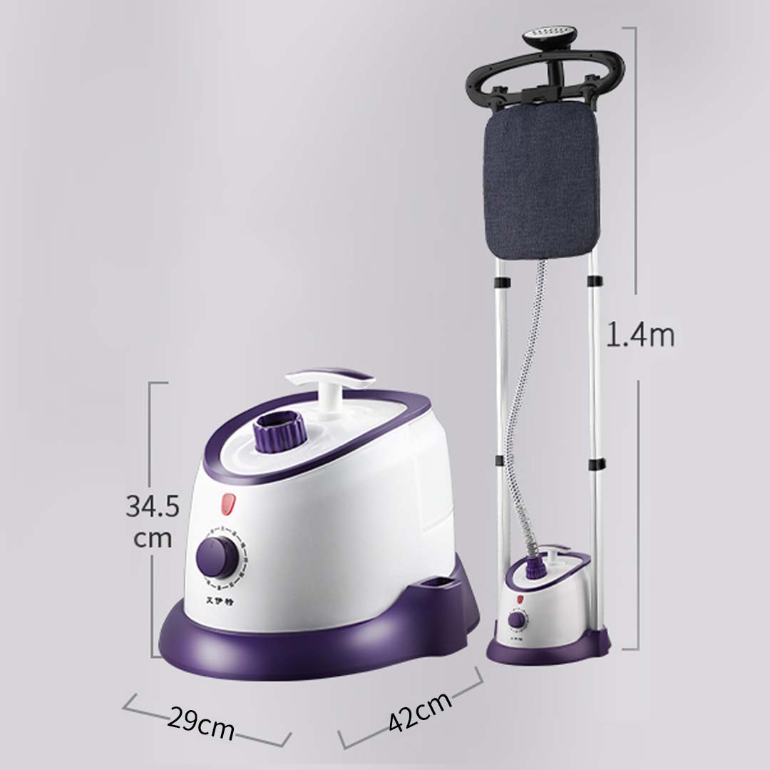 2X Garment Steamer Vertical Twin Pole Clothes 1700ml 1800w Steaming Kit Purple - image2