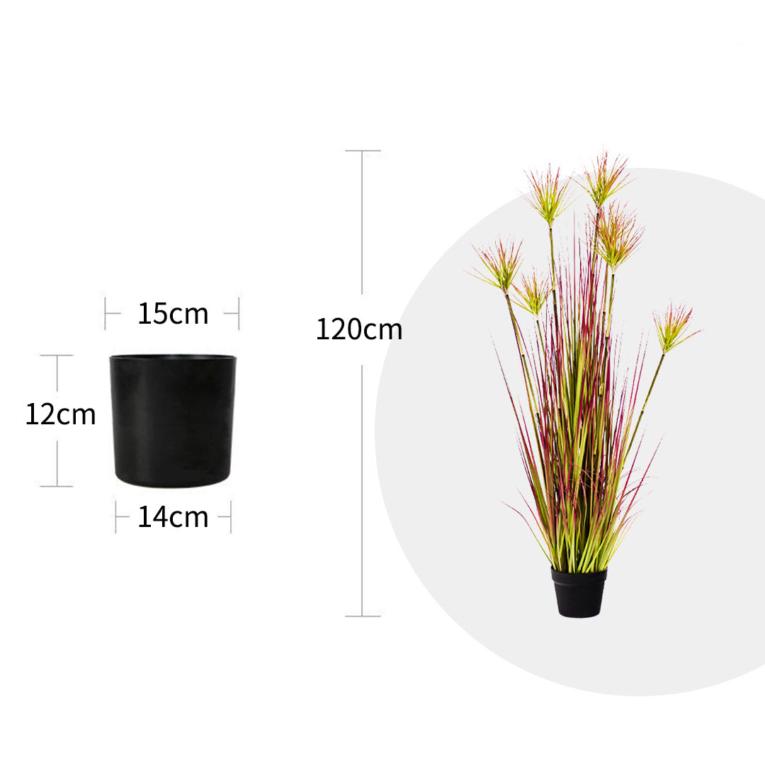 Premium 4X 120cm Purple-Red Artificial Indoor Potted Papyrus Plant Tree Fake Simulation Decorative - image2