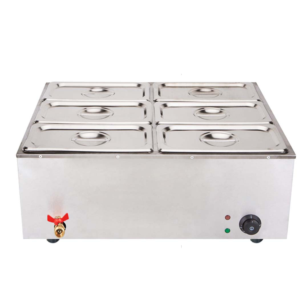 Premium 2X Stainless Steel 6 X 1/3 GN Pan Electric Bain-Marie Food Warmer with Lid - image2