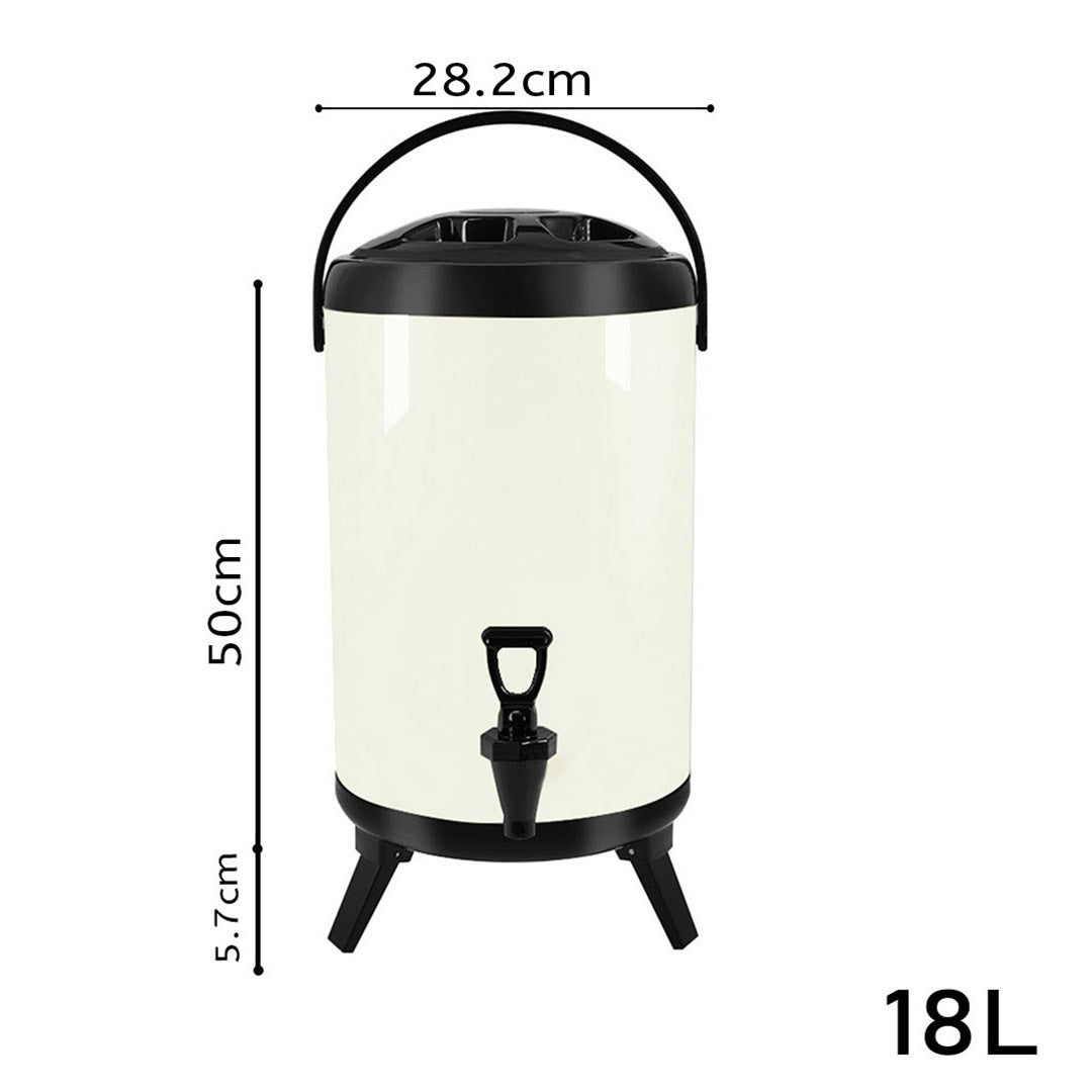 Premium 4X 18L Stainless Steel Insulated Milk Tea Barrel Hot and Cold Beverage Dispenser Container with Faucet White - image2