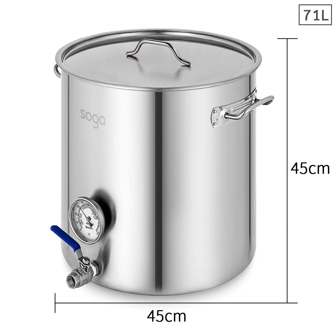 Premium Stainless Steel Brewery Pot 71L With Beer Valve 45*45cm - image2