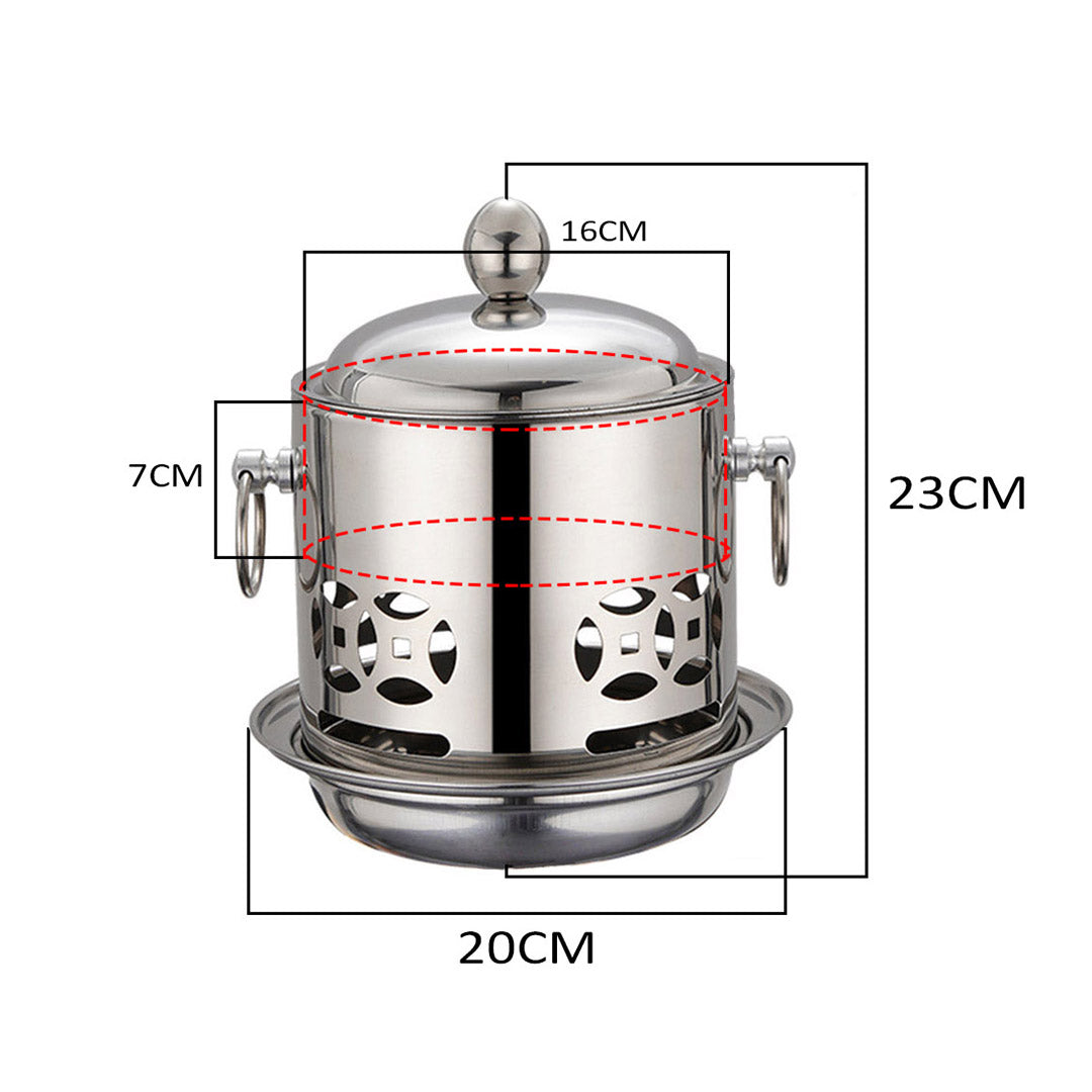 Premium 2X Stainless Steel Mini Asian Buffet Hot Pot Single Person Shabu Alcohol Stove Burner with Lid - image2