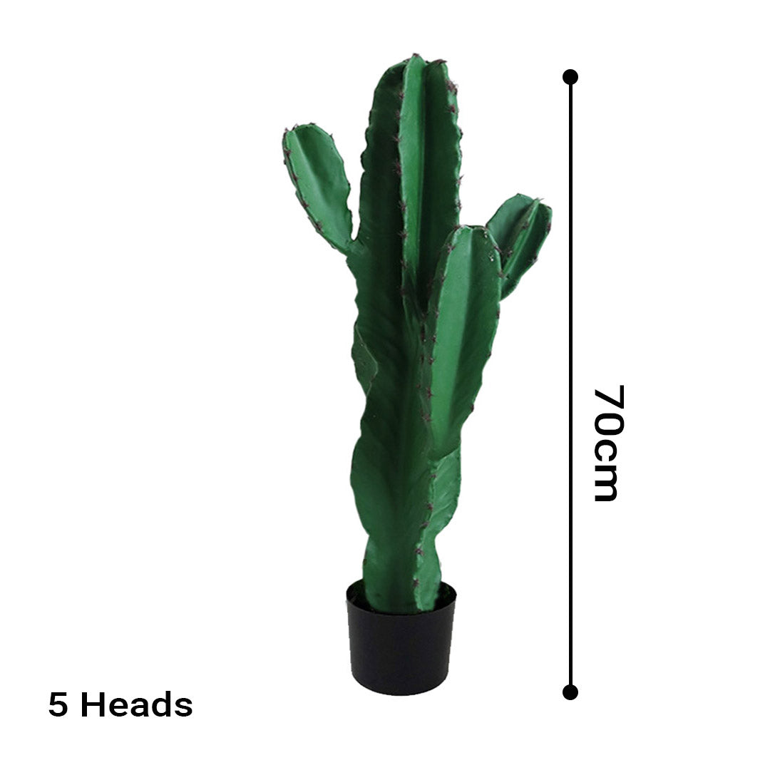 Premium 4X 70cm Green Artificial Indoor Cactus Tree Fake Plant Simulation Decorative 5 Heads - image2