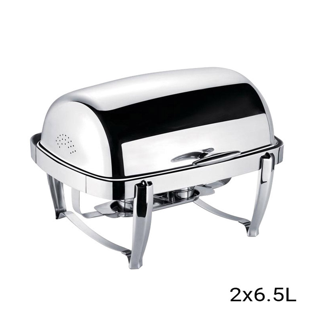 Premium 6.5L Stainless Steel Double Soup Tureen Bowl Station Roll Top Buffet Chafing Dish Catering Chafer Food Warmer Server - image2