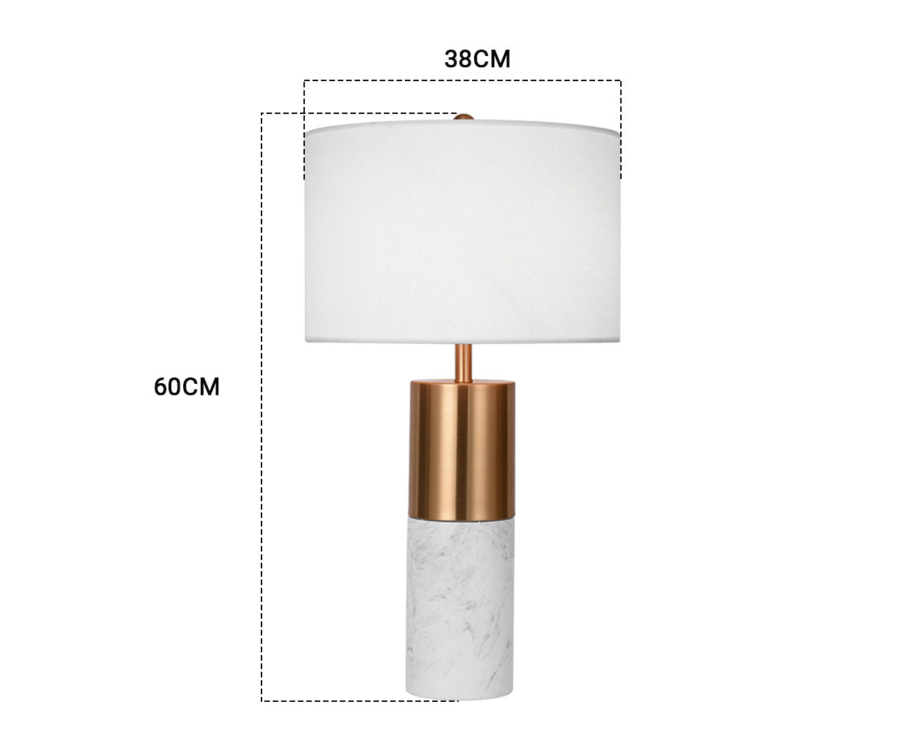 Premium 4X 60cm White Marble Bedside Modern Desk Table Lamp Living Room Shade with Cylinder Base - image2