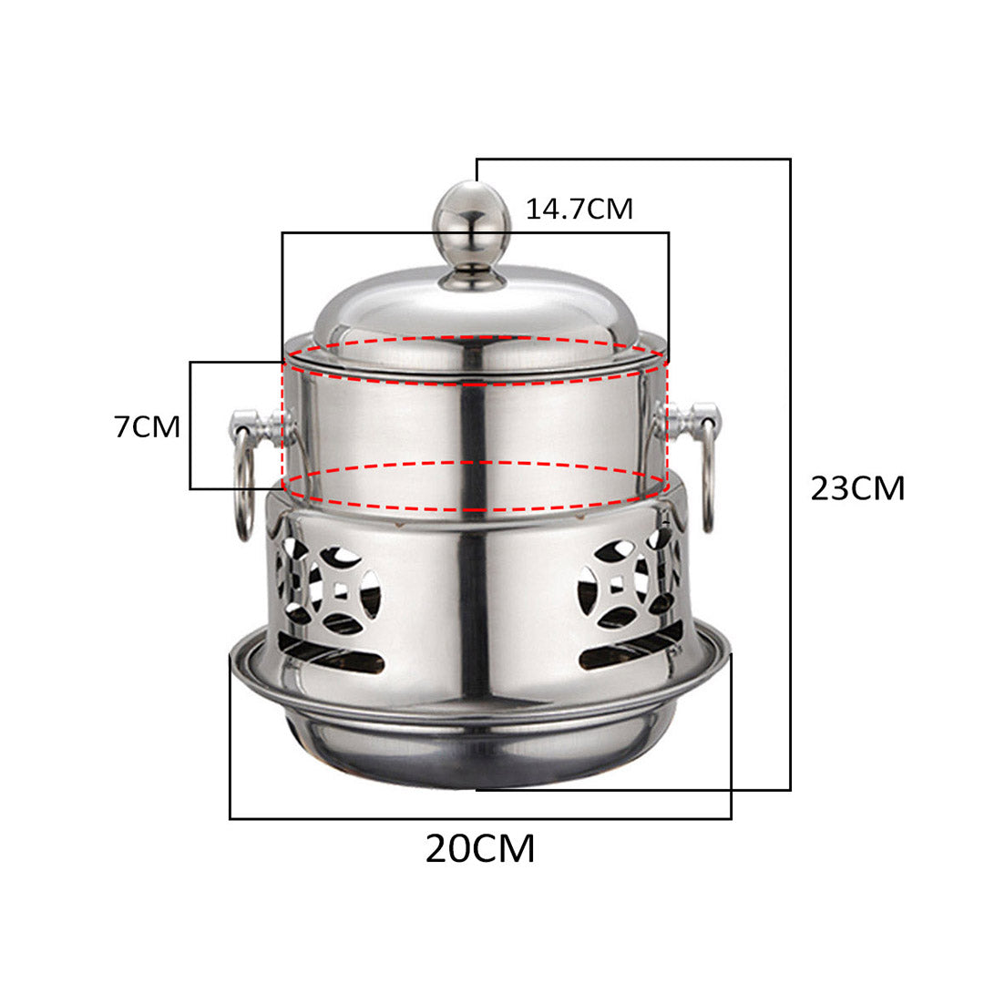 Premium 4X Stainless Steel Mini Asian Buffet Hot Pot Single Person Shabu Alcohol Stove Burner with Lid - image2