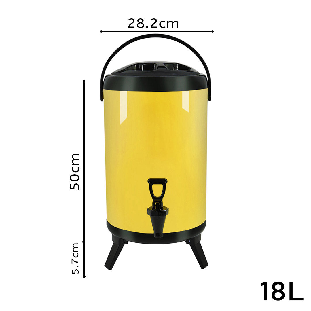 Premium 8X 18L Stainless Steel Insulated Milk Tea Barrel Hot and Cold Beverage Dispenser Container with Faucet Yellow - image2