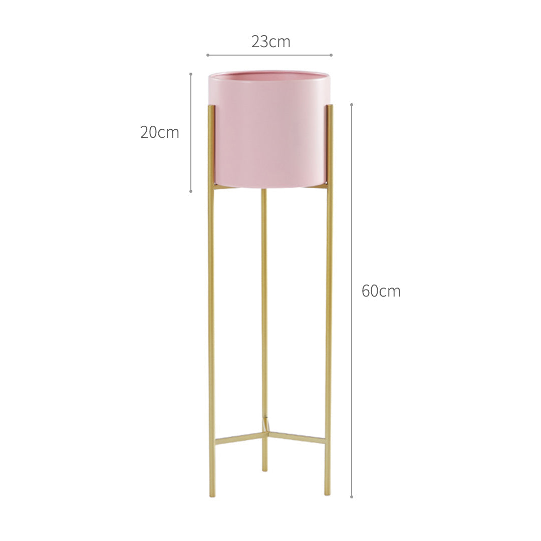 Premium 4X 2 Layer 60cm Gold Metal Plant Stand with Pink Flower Pot Holder Corner Shelving Rack Indoor Display - image2