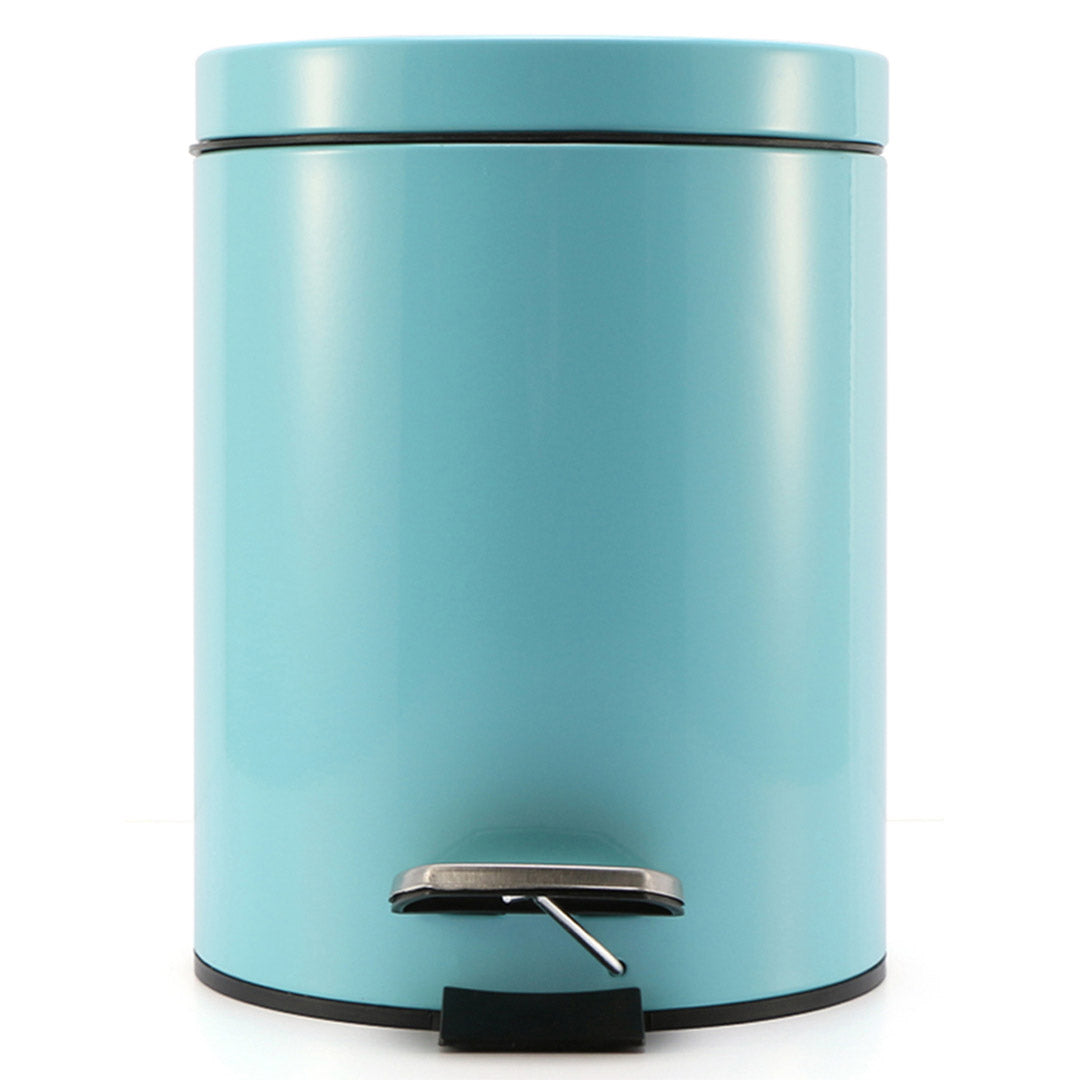 Premium 7L Modern Foot Pedal Trash Bin Waste Kitchen Bathroom Stainless Steel Round Blue - image2