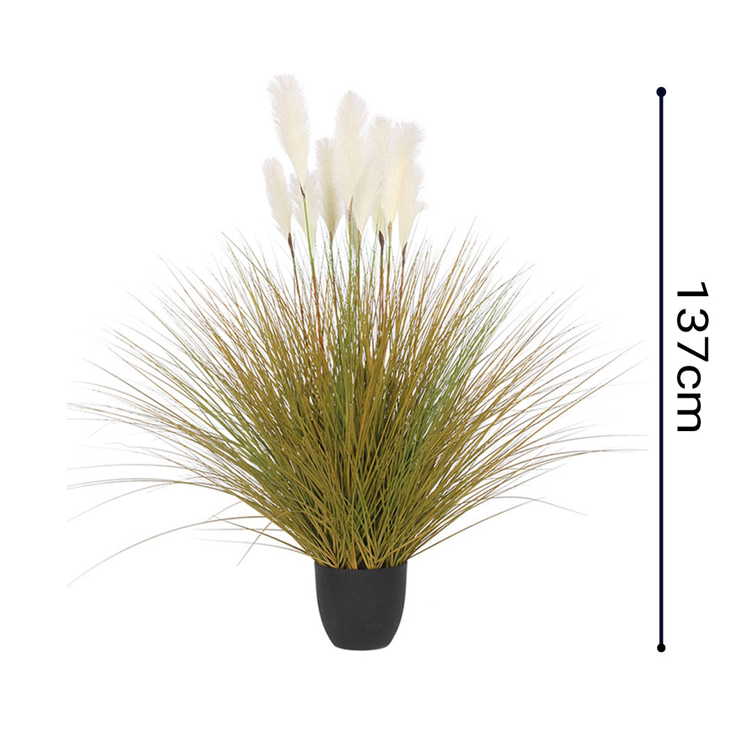 Premium 4X 137cm Artificial Indoor Potted Reed Bulrush Grass Tree Fake Plant Simulation Decorative - image2