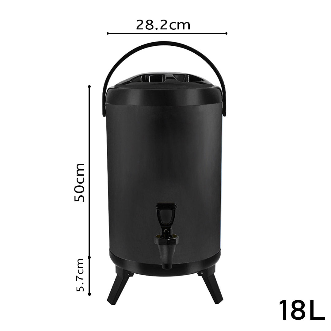 18L Stainless Steel Insulated Milk Tea Barrel Hot and Cold Beverage Dispenser Container with Faucet Black - image2