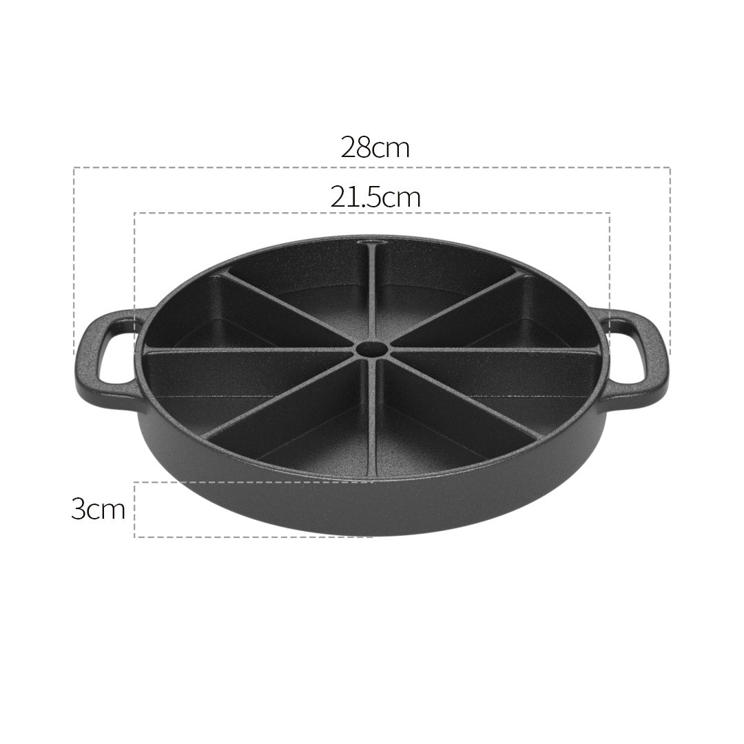 Premium 21.5CM Round Cast Iron Baking Wedge Pan Cornbread Cake 8-Slice Baking Dish with Handle - image2